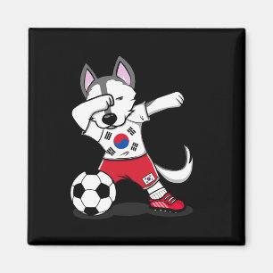 Dabbing Husky Südkorea Fußball Fans Koreanische Fu Magnet