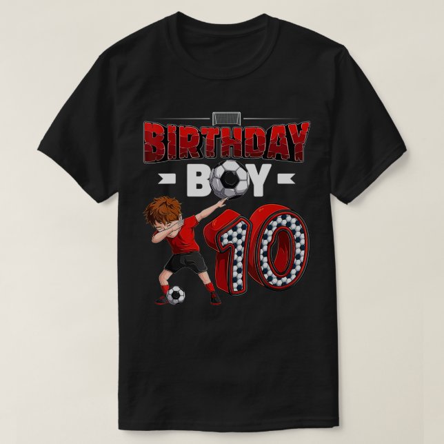Dabbing Junge 10 Jahre alt Soccer Player 10. Gebur T-Shirt (Design vorne)