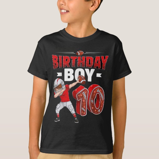 Dabbing Junge 10 Jahre alter amerikanischer Fußbal T-Shirt (Vorderseite)