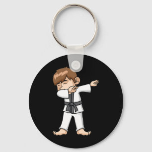 Dabbing Karate Boy Funny Martial Arts Cartoon Desi Schlüsselanhänger