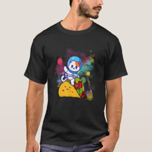 Dabbing-Katze Astronaut Im Weltraum Reitet Taco-Ge T-Shirt