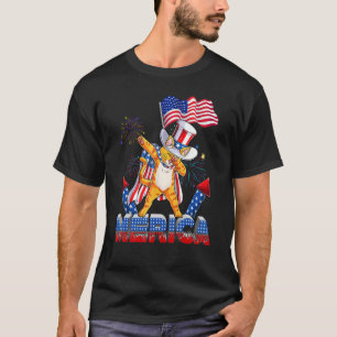 Dabbing Katze Onkel Sam 4. Juli Patriotisch Amerik T-Shirt