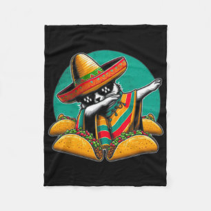 Dabbing Katze Tacos Mexikanischer Poncho Sombrero Fleecedecke