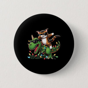 Dabbing Kitten Maine Coon auf Weihnachtsbeleuchtun Button