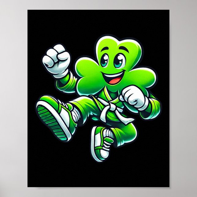 Dabbing Kleeblatt Karate Boys Girls Kinder St Patr Poster (Vorne)