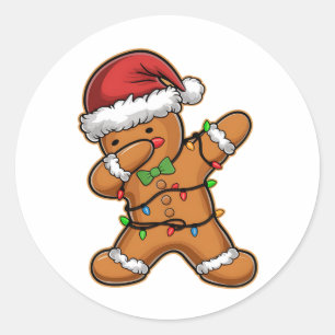 Dabbing Lebkuchenbaum Licht Weihnachten Runder Aufkleber