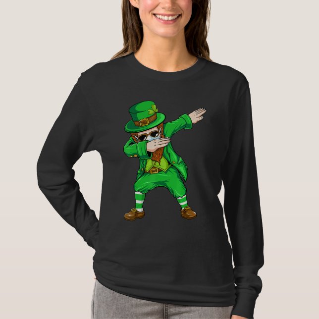 Dabbing Leprechaun Face Maske St Patrick's Day Boy T-Shirt (Vorderseite)