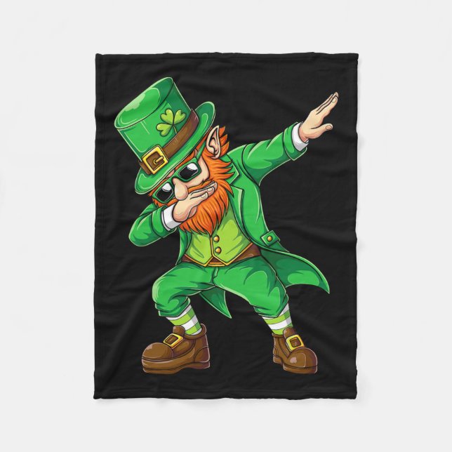 Dabbing Leprechaun Gezwitscher Männer Kinder Junge Fleecedecke (Vorderseite)