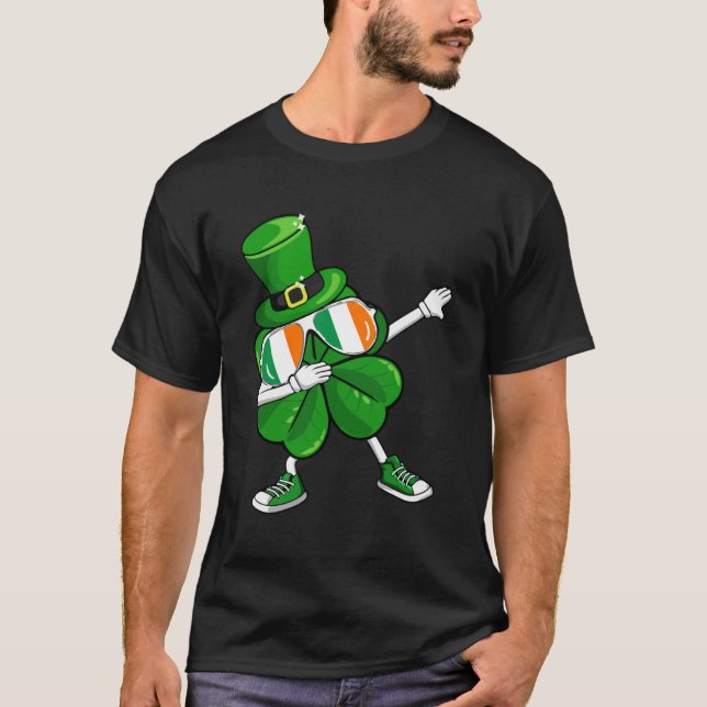 Dabbing Leprechaun Kleeblatt St Patrick's Day Boys T-Shirt (Vorderseite)