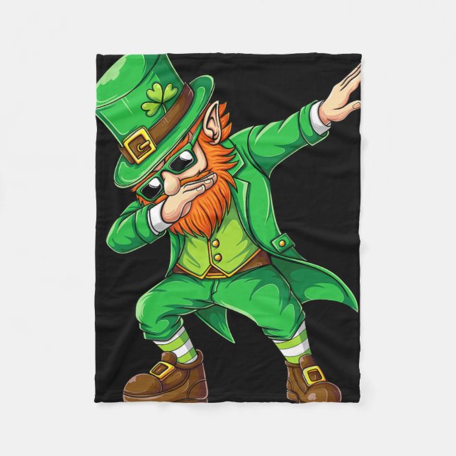 Dabbing Leprechaun Lustige Geschenke Männer Kinder Fleecedecke (Vorderseite)