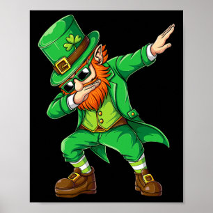 Dabbing Leprechaun Lustige Geschenke Männer Kinder Poster