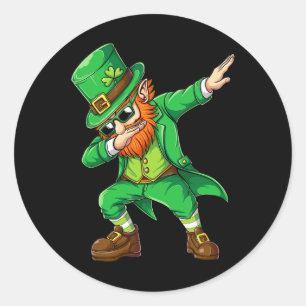 Dabbing Leprechaun Lustige Geschenke Männer Kinder Runder Aufkleber