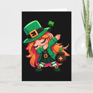 Dabbing Leprechaun Mädchen Lustig Kinder Mädchen S Karte