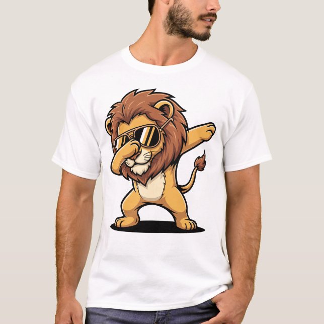 Dabbing Lion Funny Cute Dab Dance T-Shirt (Vorderseite)