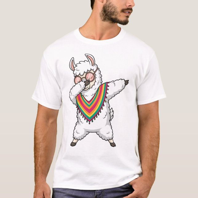Dabbing Llama Funny Cute Dab Dance T-Shirt (Vorderseite)