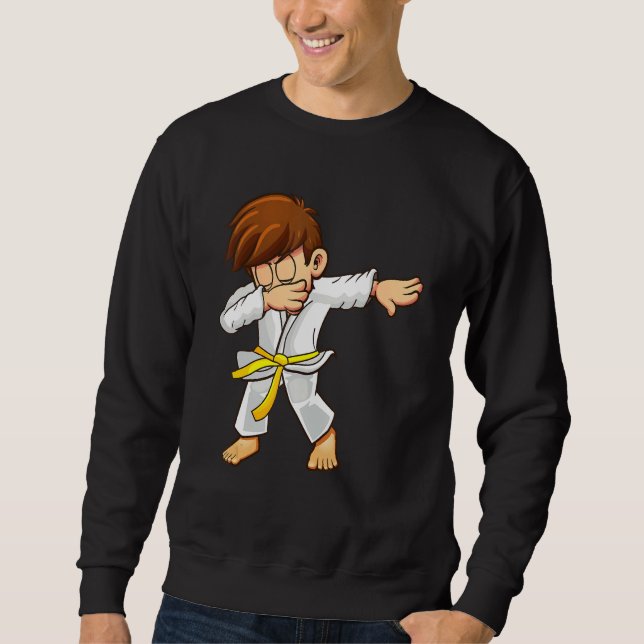 Dabbing martial artists with yellow belt Karate an Sweatshirt (Vorderseite)
