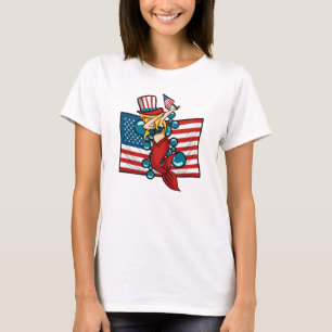 Dabbing Meerjungfrau Amerikanische Flagge Patrioti T-Shirt