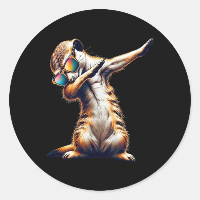 Dabbing Meerkat Dancing Dab Surikate Runder Aufkleber (Vorderseite)