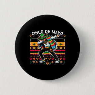 Dabbing Mexican Poncho Cinco De Mayo Fiesta 4 Button