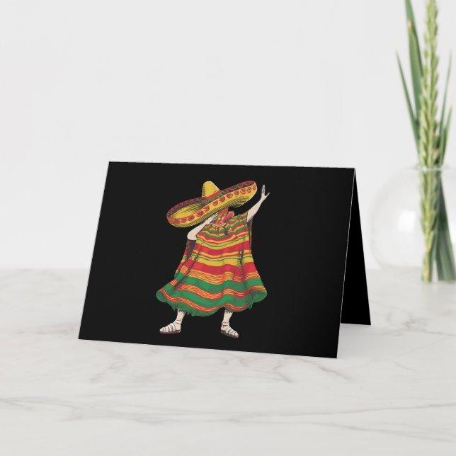 Dabbing Mexican Poncho Cinco De Mayo Fiesta Party Dankeskarte (Vorderseite)
