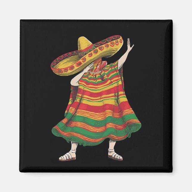 Dabbing Mexican Poncho Cinco De Mayo Fiesta Party Magnet (Vorne)