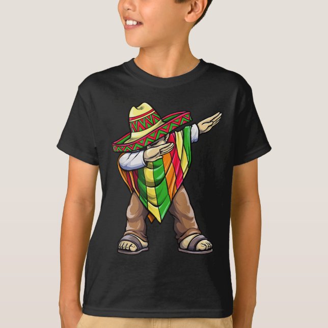 Dabbing Mexican Poncho Cinco De Mayo T-Shirt (Vorderseite)