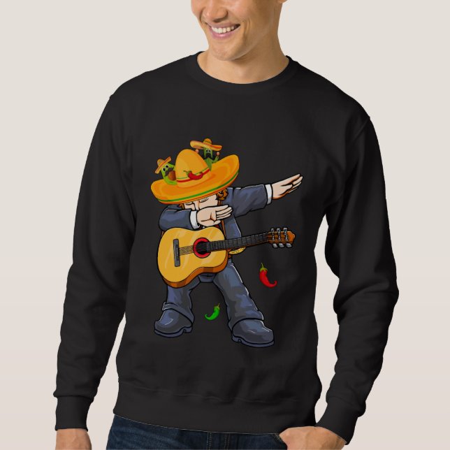 Dabbing Mexico Mariachi & Guitar Cinco De Mayo Boy Sweatshirt (Vorderseite)