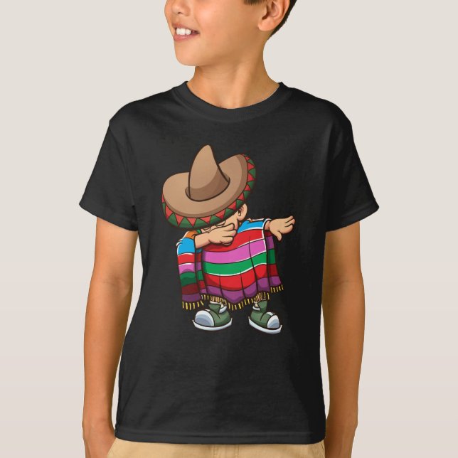 Dabbing Mexikos Kind mit Sombrero und Sombrero T-Shirt (Vorderseite)