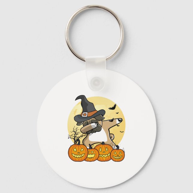 Dabbing Mops Halloween Schlüsselanhänger (Vorderseite)