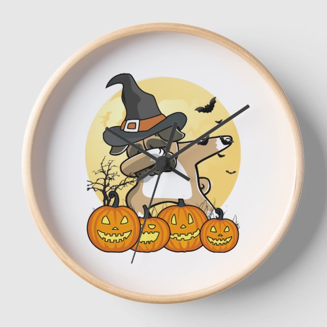 Dabbing Mops Halloween Uhr (Vorderseite)