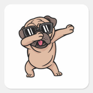 Dabbing Mops Hund Quadratischer Aufkleber