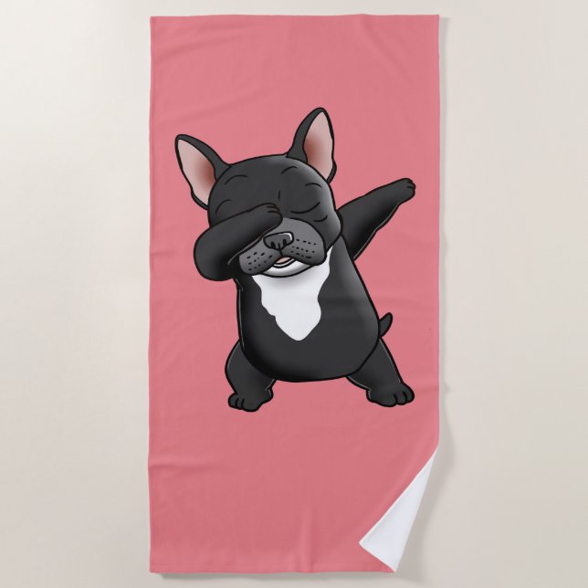 Dabbing Niedlicher französischer Bulldog       Strandtuch (Vorderseite)
