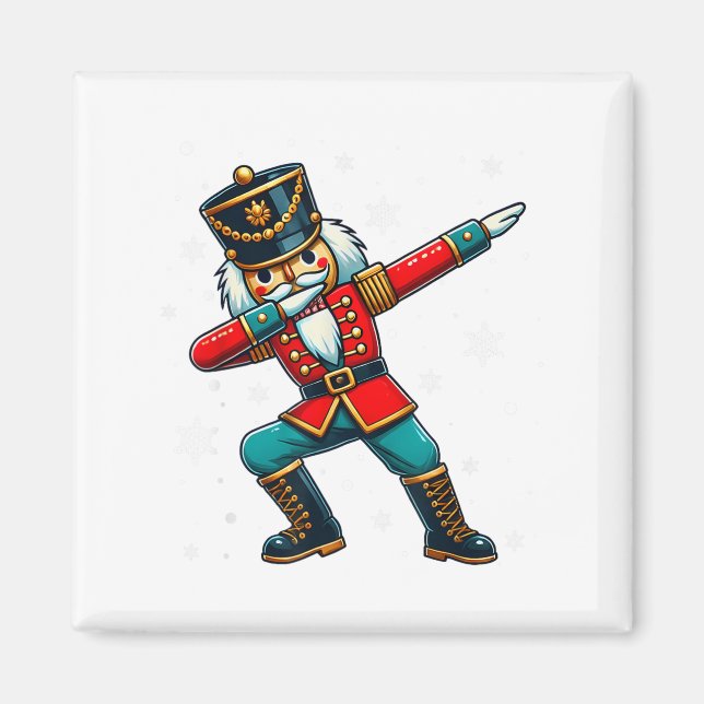 Dabbing Nussknacker Weihnachtskostüm passende Fami Magnet (Vorne)