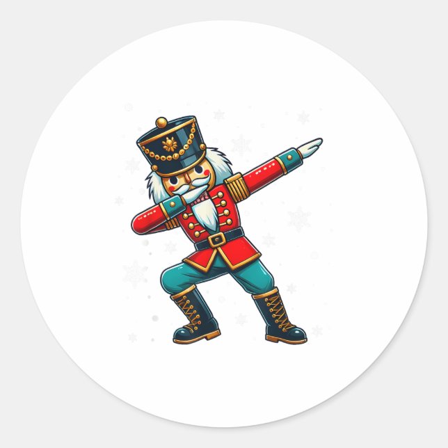 Dabbing Nussknacker Weihnachtskostüm passende Fami Runder Aufkleber (Vorderseite)