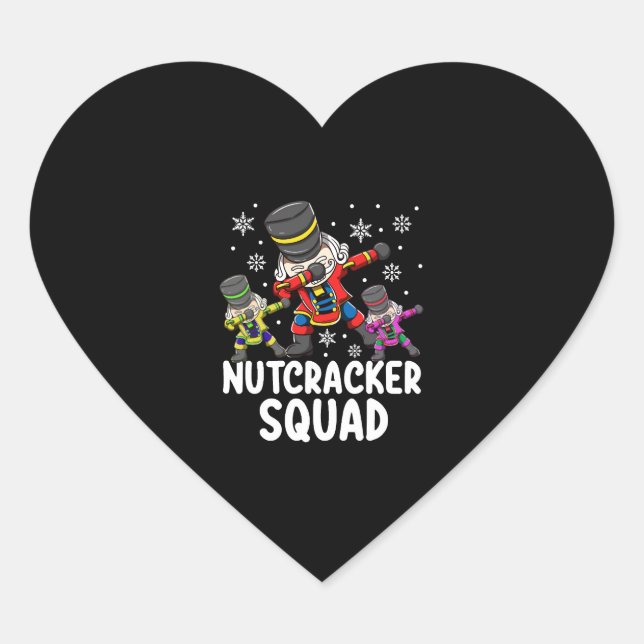 Dabbing Nutcracker Cousin Squad Funny Matching Herz-Aufkleber (Vorderseite)