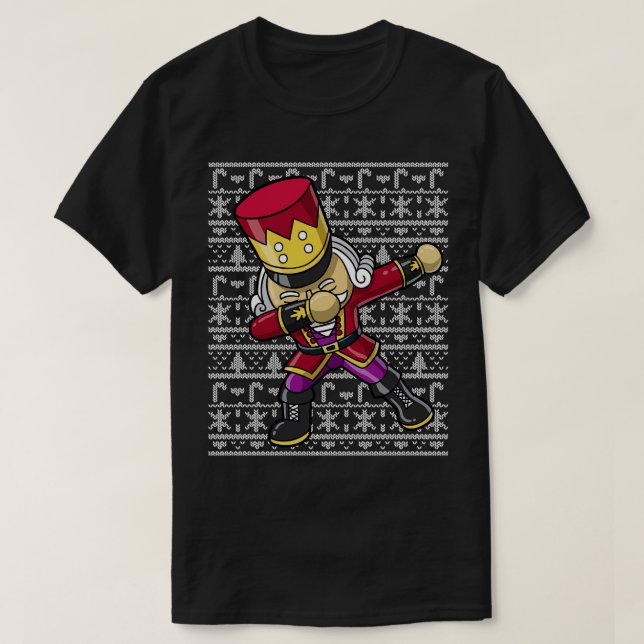 Dabbing Nutcracker Ugly Christmas T-Shirt (Design vorne)