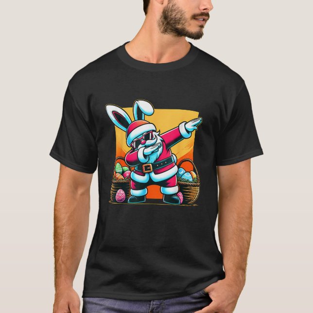 Dabbing Oaster Bunny Santa Claus T-Shirt (Vorderseite)