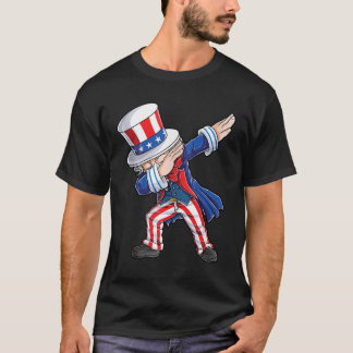 Dabbing Onkel Sam 4. Juli Jungs Girls Men Ameri T-Shirt
