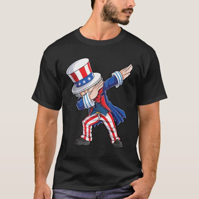Dabbing Onkel Sam 4. Juli Jungs Girls Men Ameri T-Shirt (Vorderseite)