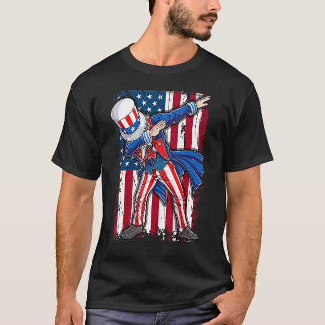 Dabbing Onkel Sam 4. Juli Männer Kinder Jungen 2 T-Shirt (Vorderseite)