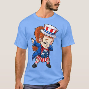 Dabbing Onkel Sam Girl 4. Juli Girls Kinder Gif T-Shirt
