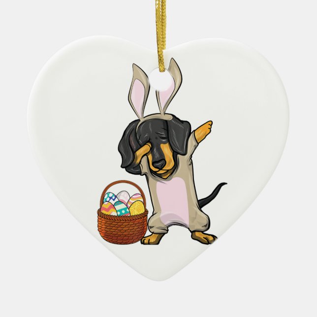 Dabbing Osterfest Sonnige Dackel Dackel Giro del M Keramik Ornament (Vorne)