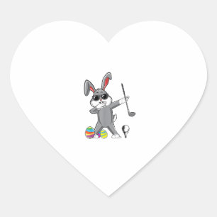 Dabbing Ostergolffest Ostern Bunny Rabbit Golfer S Herz-Aufkleber