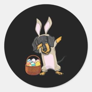 Dabbing Ostern Sonnige Dackel Dackel Giro del Malc Runder Aufkleber