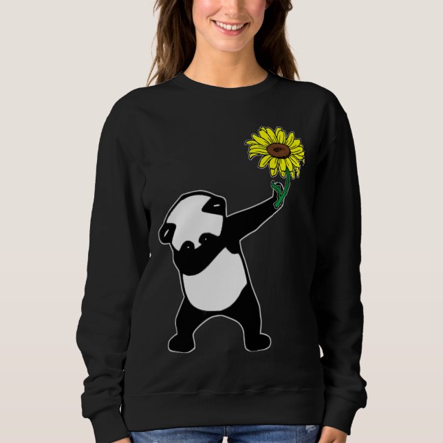 Dabbing Panda Bär Sonnenblumen Autismus Bewusstsei Sweatshirt (Vorderseite)