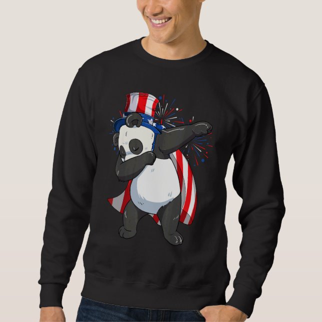 Dabbing Panda Bear mit Onkel Sam Hat Usa Flag 4. Sweatshirt (Vorderseite)