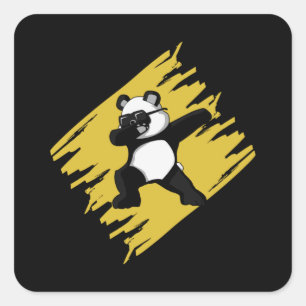 Dabbing Panda Bear Süße Tier Funny Liebe Geschenk Quadratischer Aufkleber