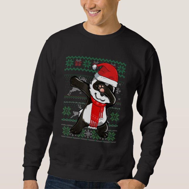 Dabbing Panda Ugly Christmas Sweater Funny Party C Sweatshirt (Vorderseite)