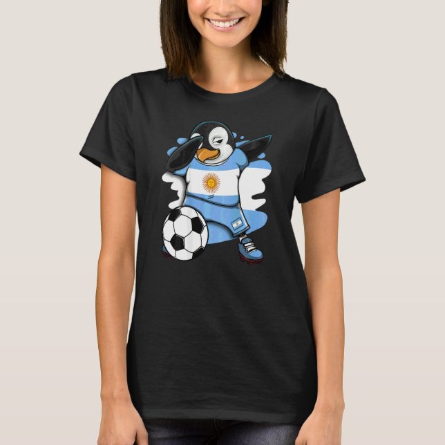 Dabbing Penguin Argentina Soccer Fans Jersey Footb T-Shirt (Vorderseite)