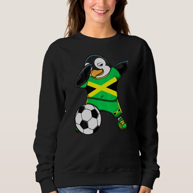 Dabbing Penguin Jamaica Soccer Fans Jersey Footbal Sweatshirt (Vorderseite)